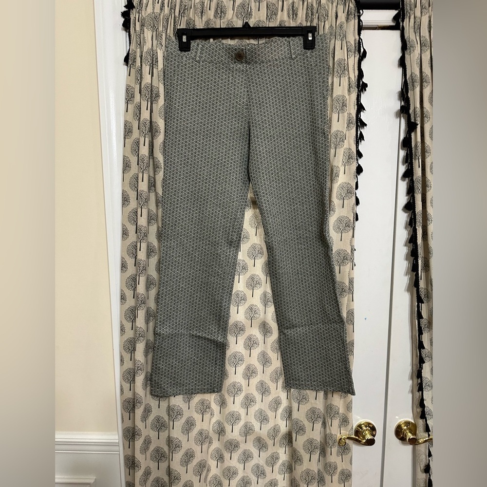 Women’s Large Betabrand Treggings stretch work pant grey basketweave pattern EUC